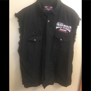 V Twin Motorcycle Button-down Sleeveless Shirt